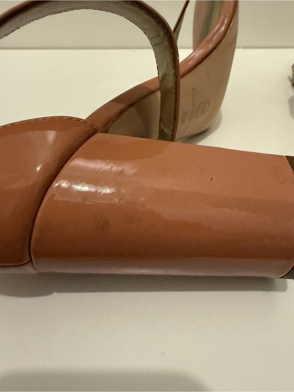 Ann Taylor Patent Leather Block Heel Sandals in Dusty Rose - Picture 9 of 11